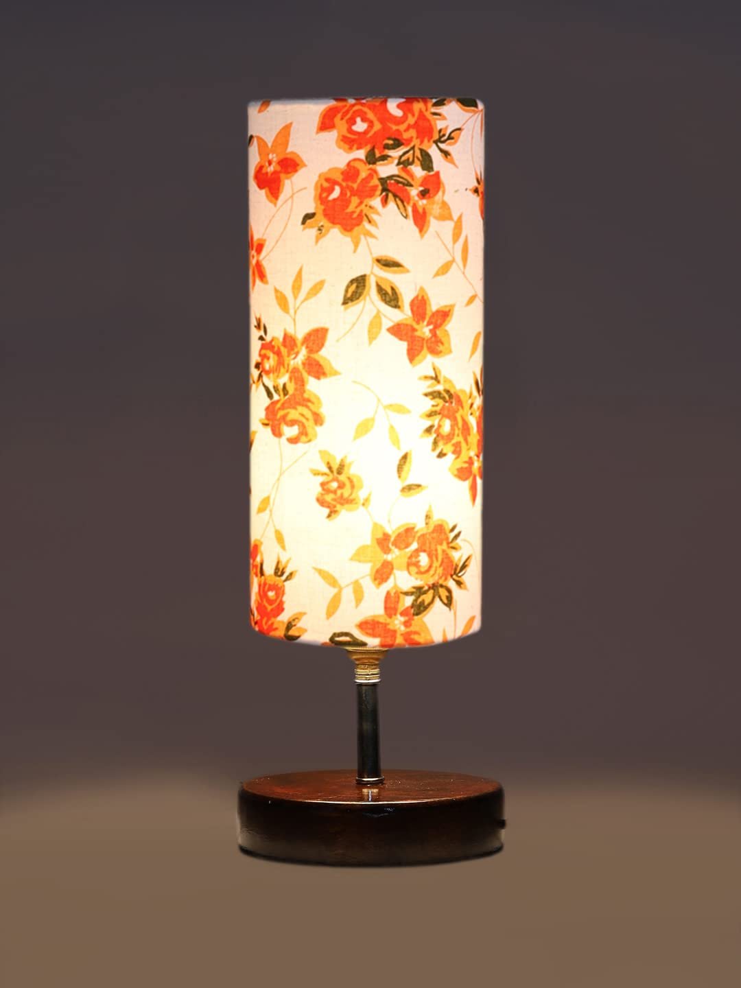 Multicolor Cotton Table lamp with Brown Wood Base(YK76)
