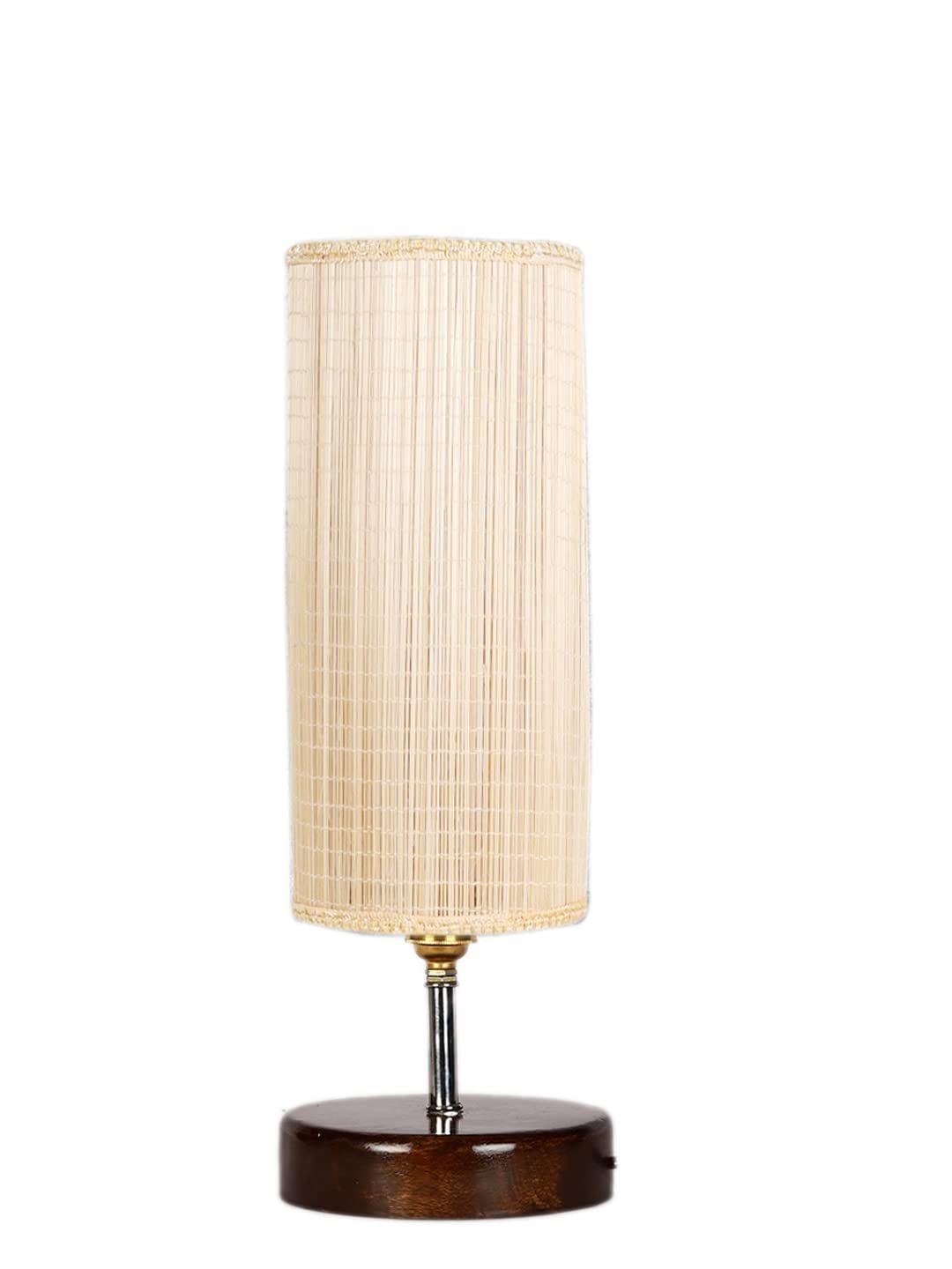 Round Bamboo Table lamp with Brown Wood Base(YK78)