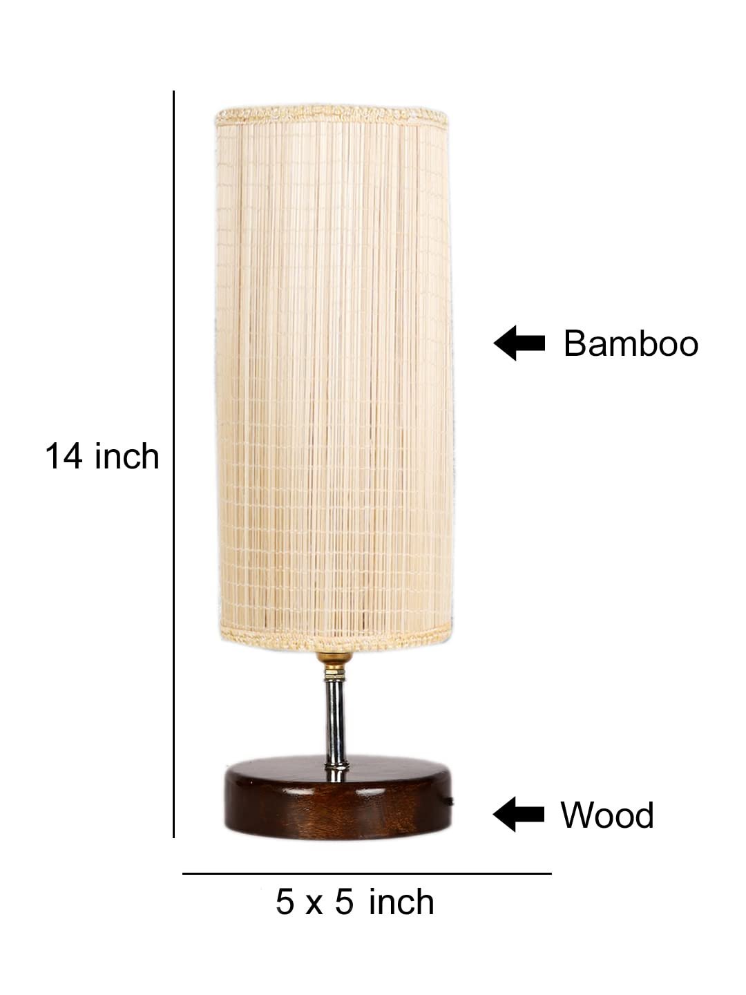 Round Bamboo Table lamp with Brown Wood Base(YK78)
