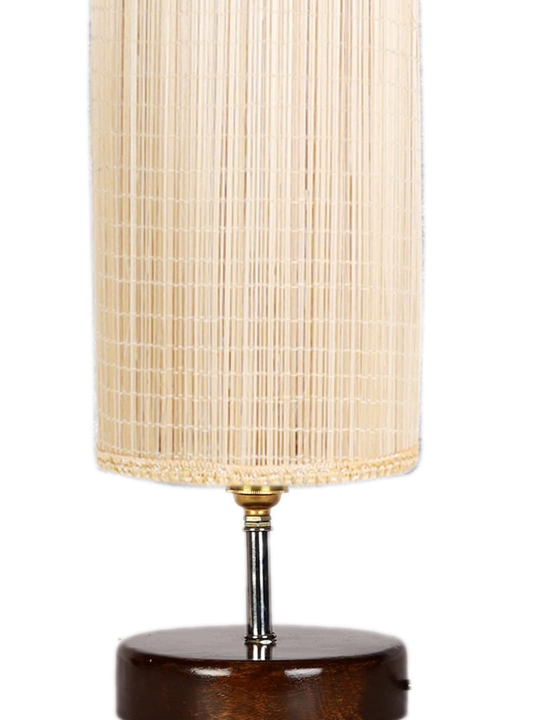 Round Bamboo Table lamp with Brown Wood Base(YK78)