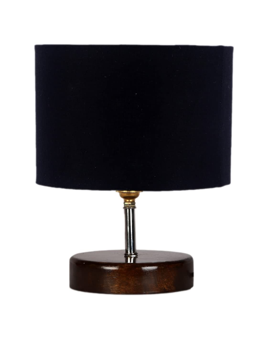 Black Cotton Table lamp with Brown Wood Base (YK82)