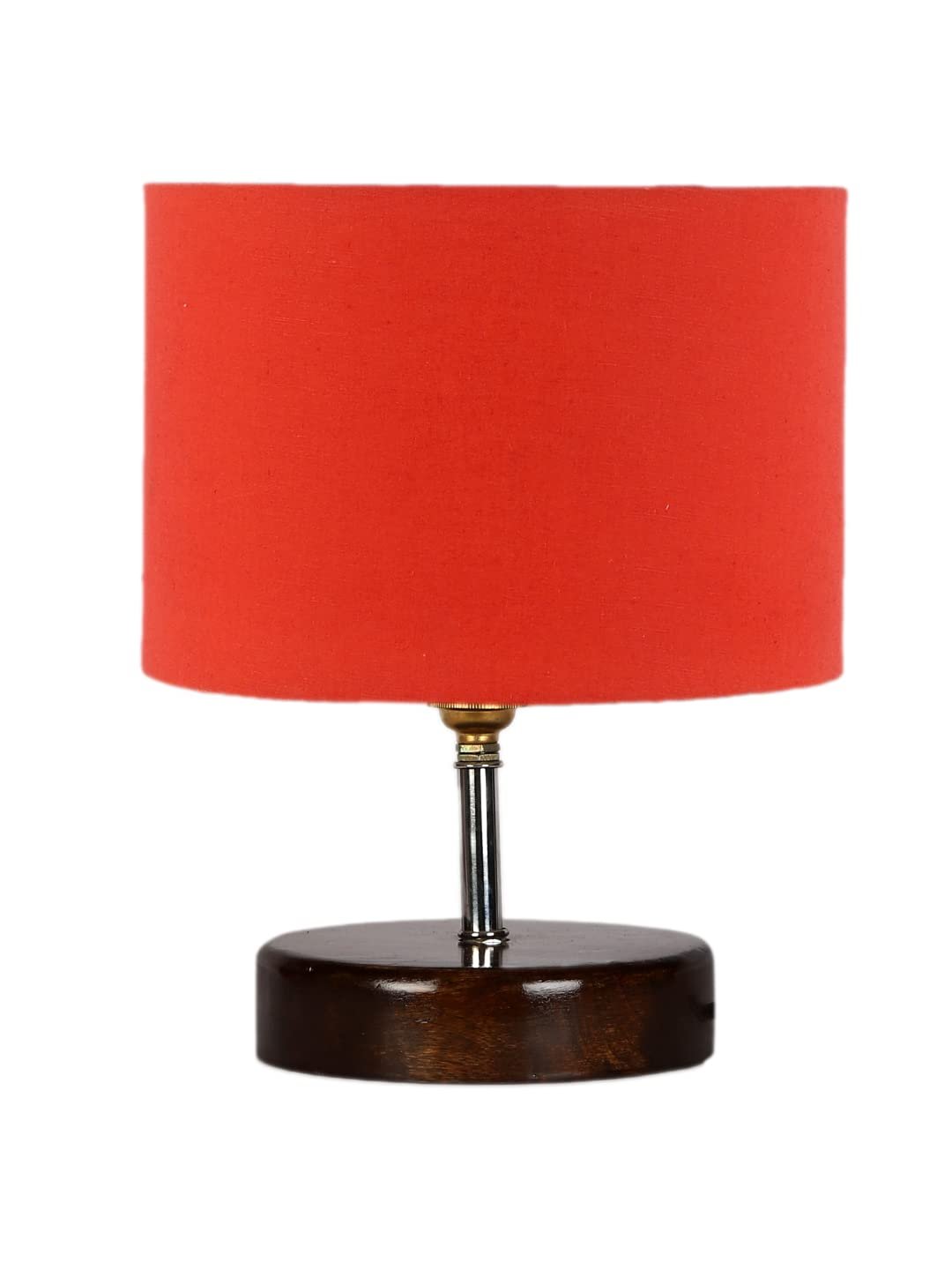 Orange Cotton Table lamp with Brown Wood Base (YK84)