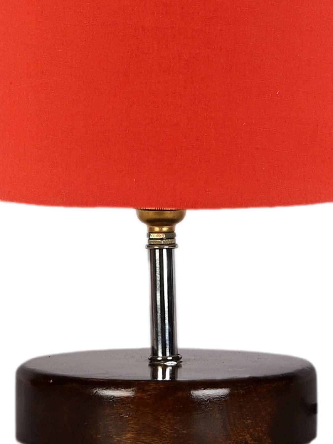 Orange Cotton Table lamp with Brown Wood Base (YK84)