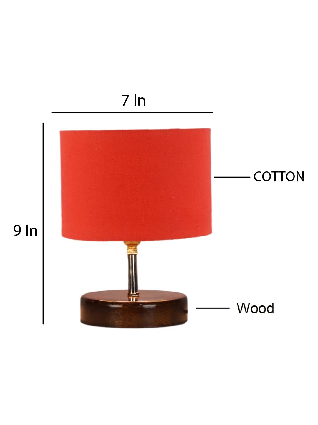 Orange Cotton Table lamp with Brown Wood Base (YK84)