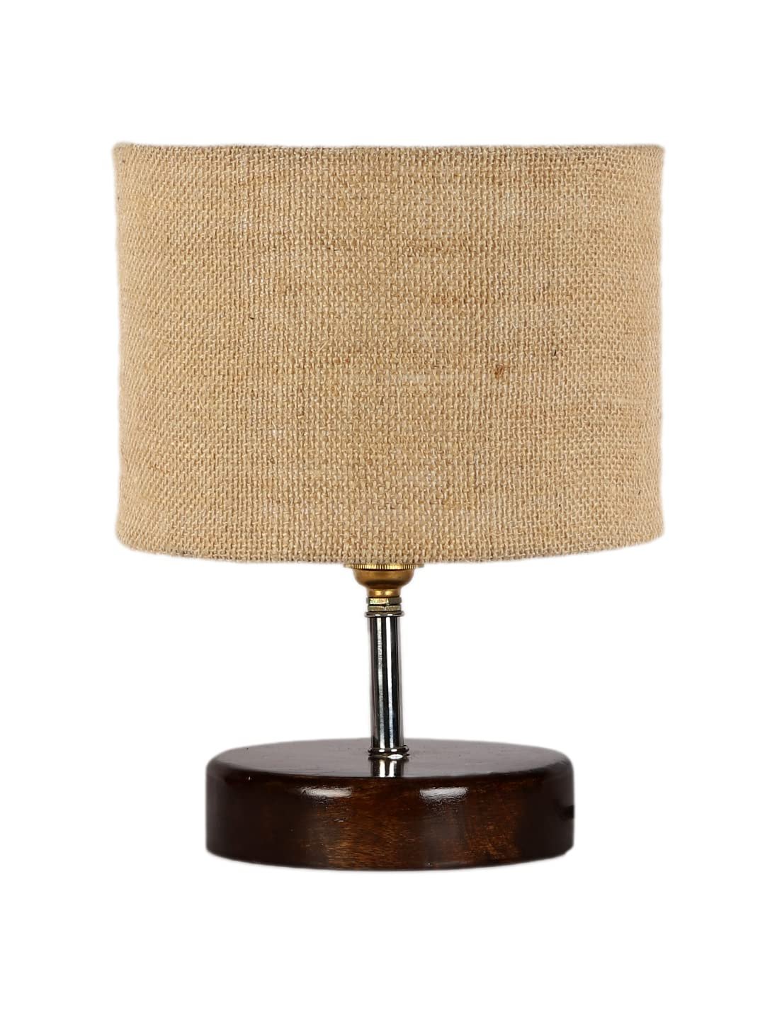 Beige Jute Table lamp with Brown Wood Base (YK88)