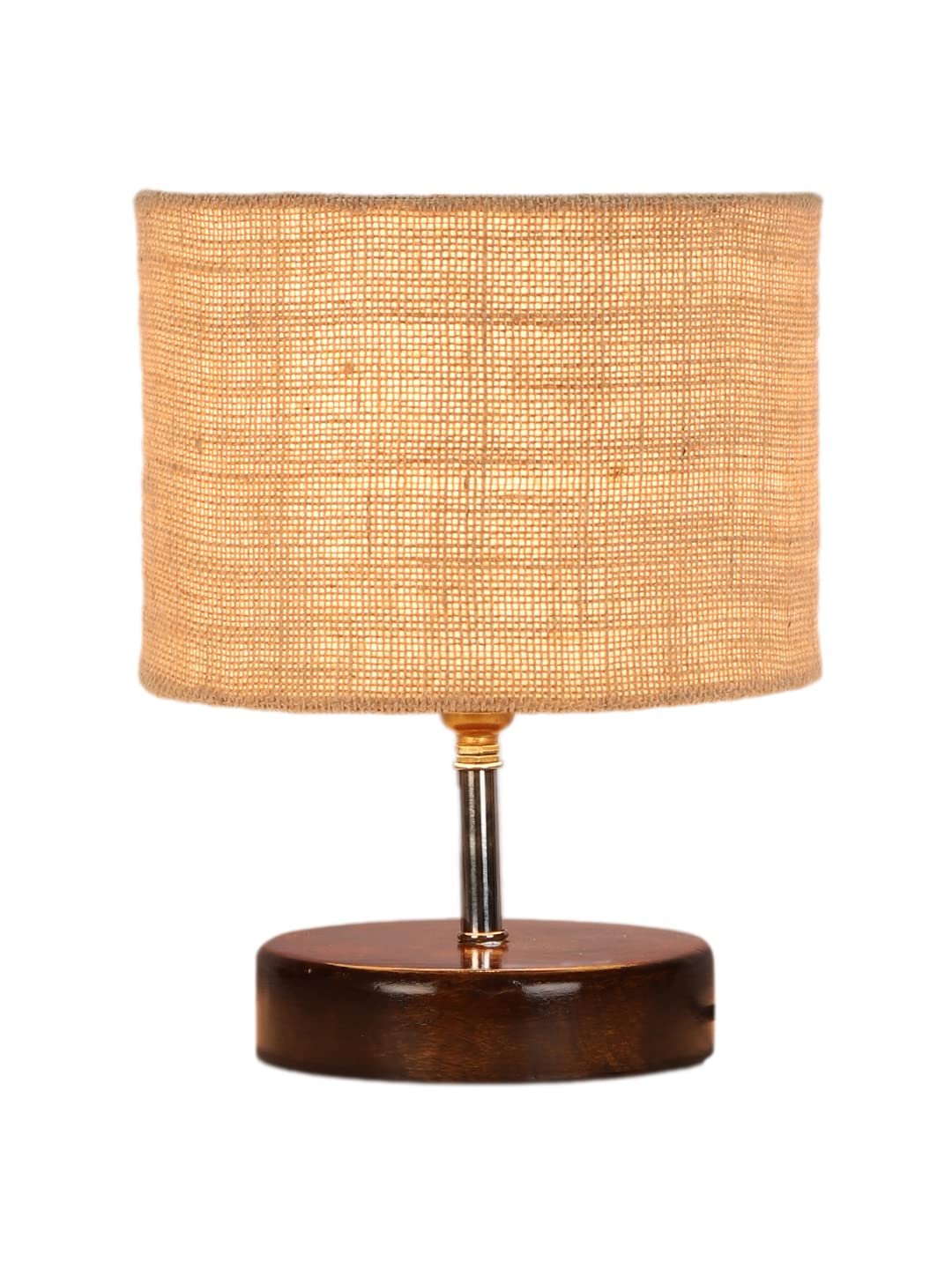 Beige Jute Table lamp with Brown Wood Base (YK88)