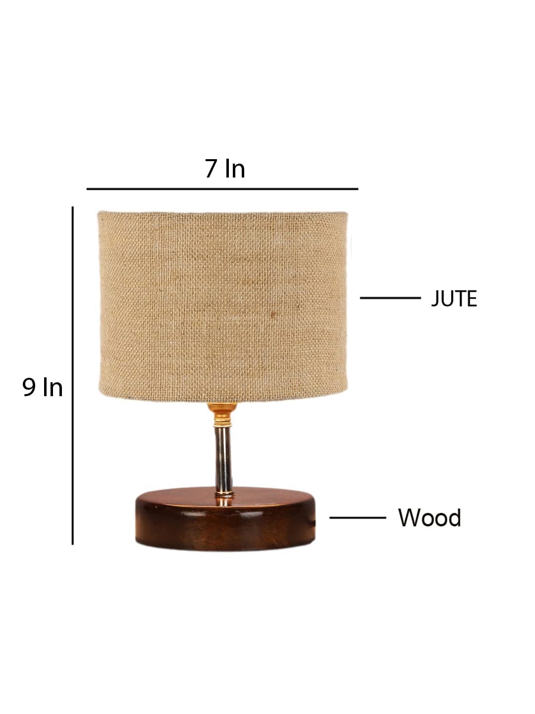 Beige Jute Table lamp with Brown Wood Base (YK88)