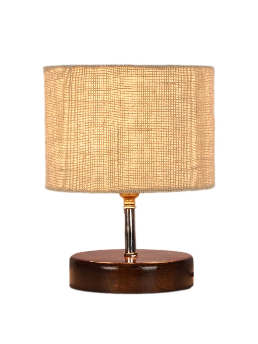 White Jute Table lamp with Brown Wood Base (YK89)