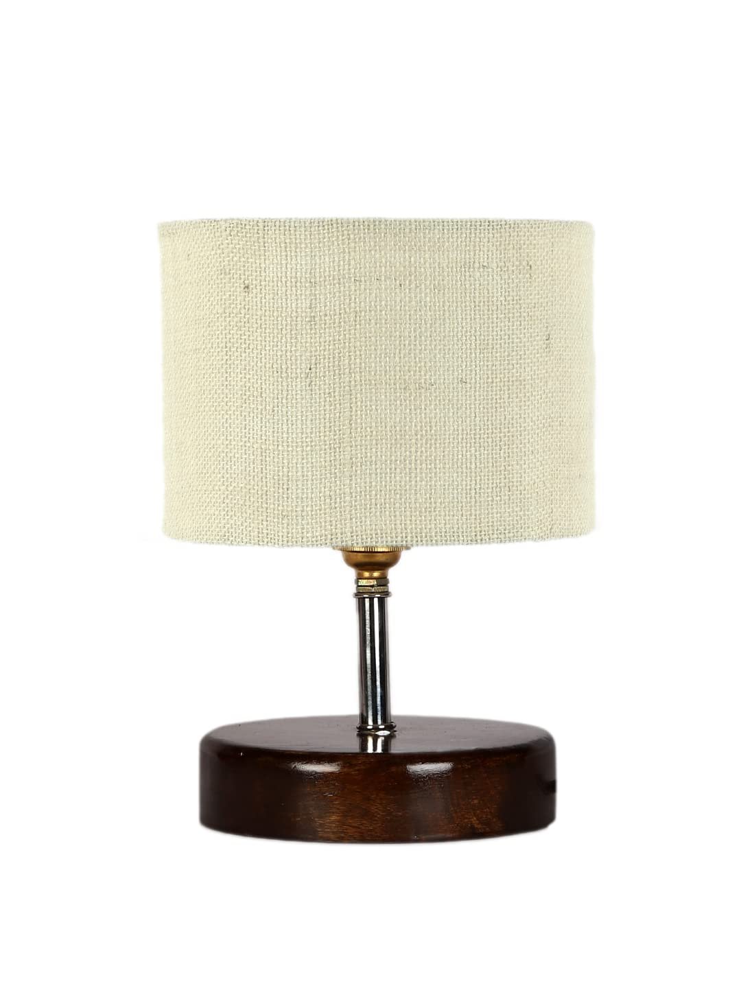 White Jute Table lamp with Brown Wood Base (YK89)