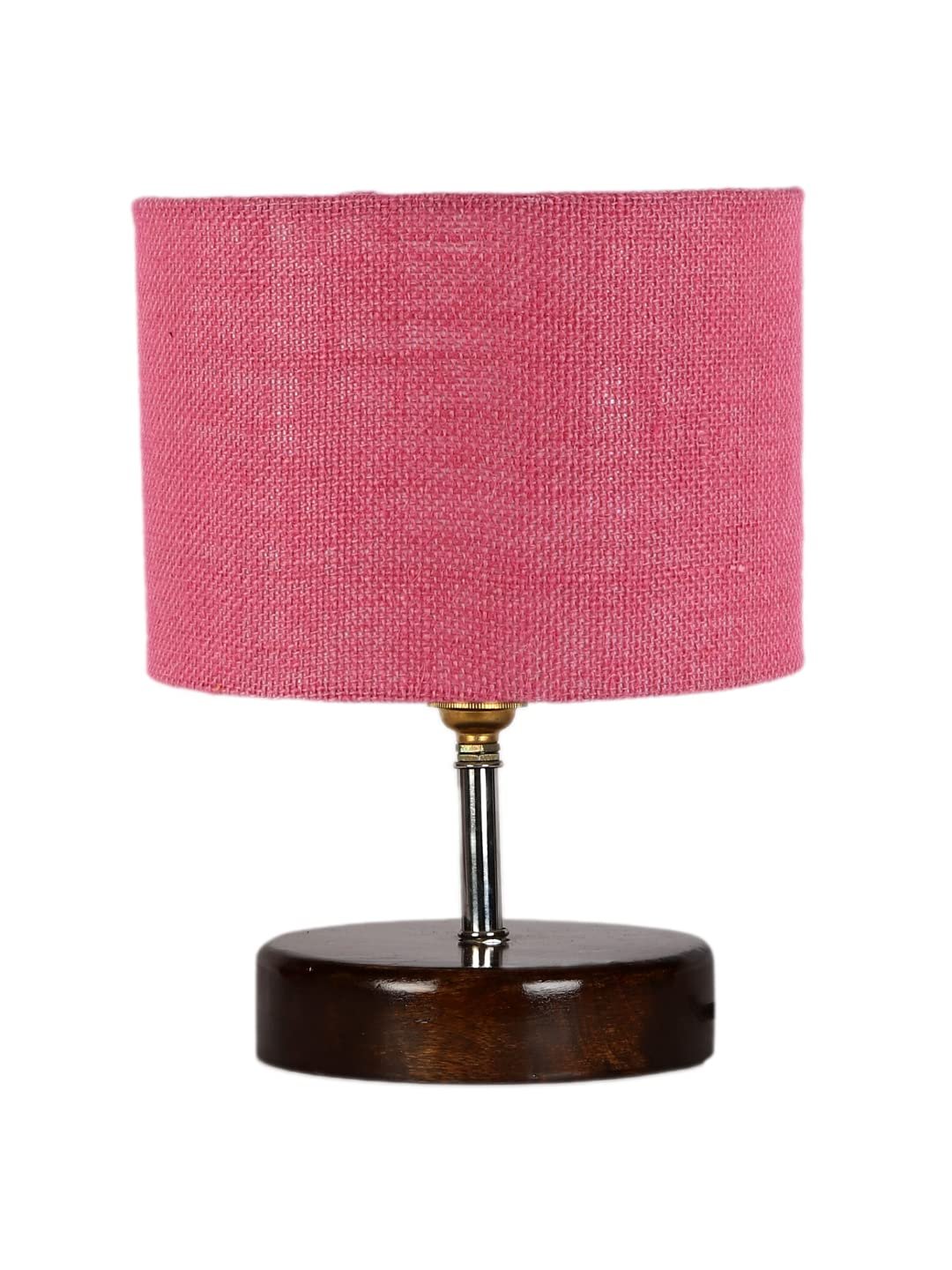 Pink Jute Table lamp with Brown Wood Base (YK90)