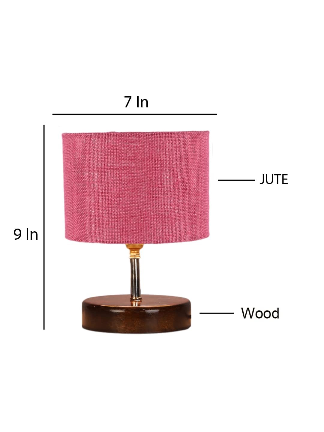 Pink Jute Table lamp with Brown Wood Base (YK90)
