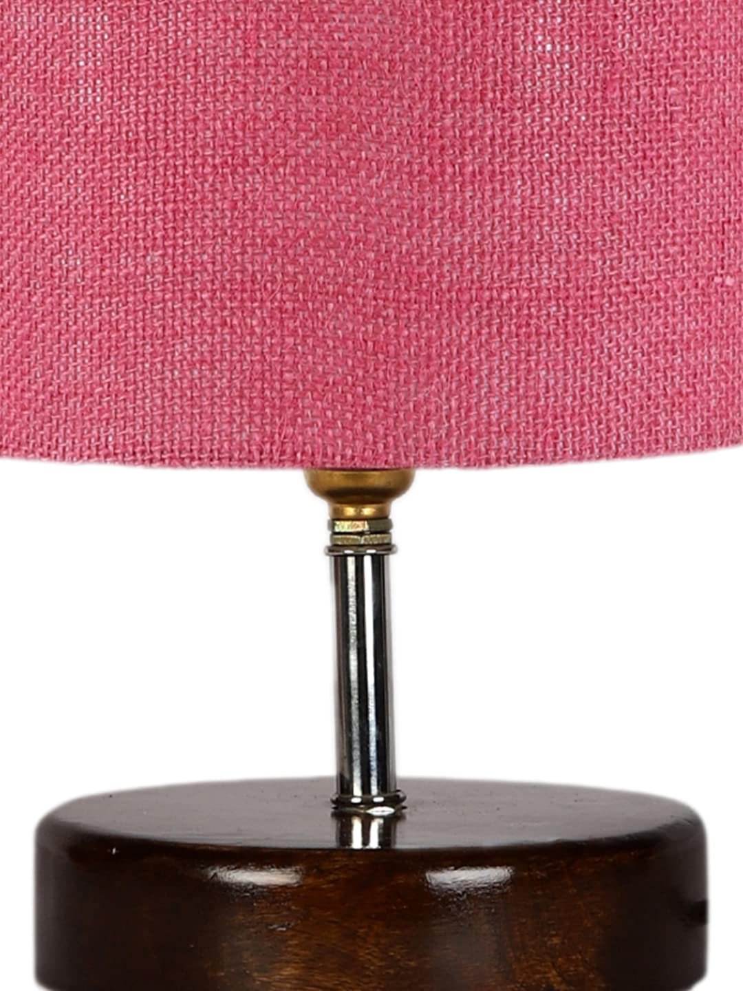 Pink Jute Table lamp with Brown Wood Base (YK90)