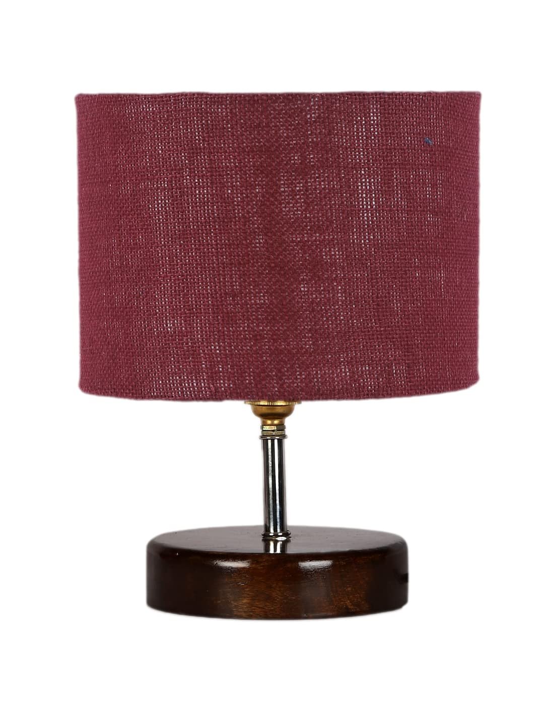 Maroon Jute Table lamp with Brown Wood Base (YK91)