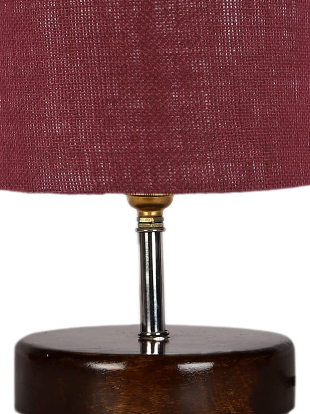 Maroon Jute Table lamp with Brown Wood Base (YK91)