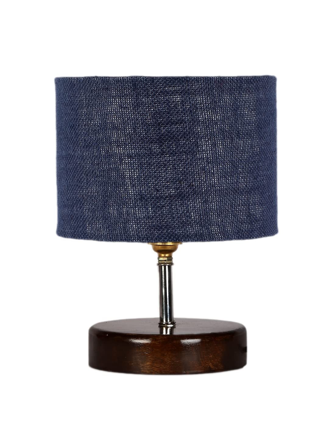 Blue Jute Table lamp with Brown Wood Base (YK92)
