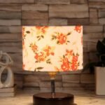 Multicolor Cotton Table lamp with Brown Wood Base (YK95)