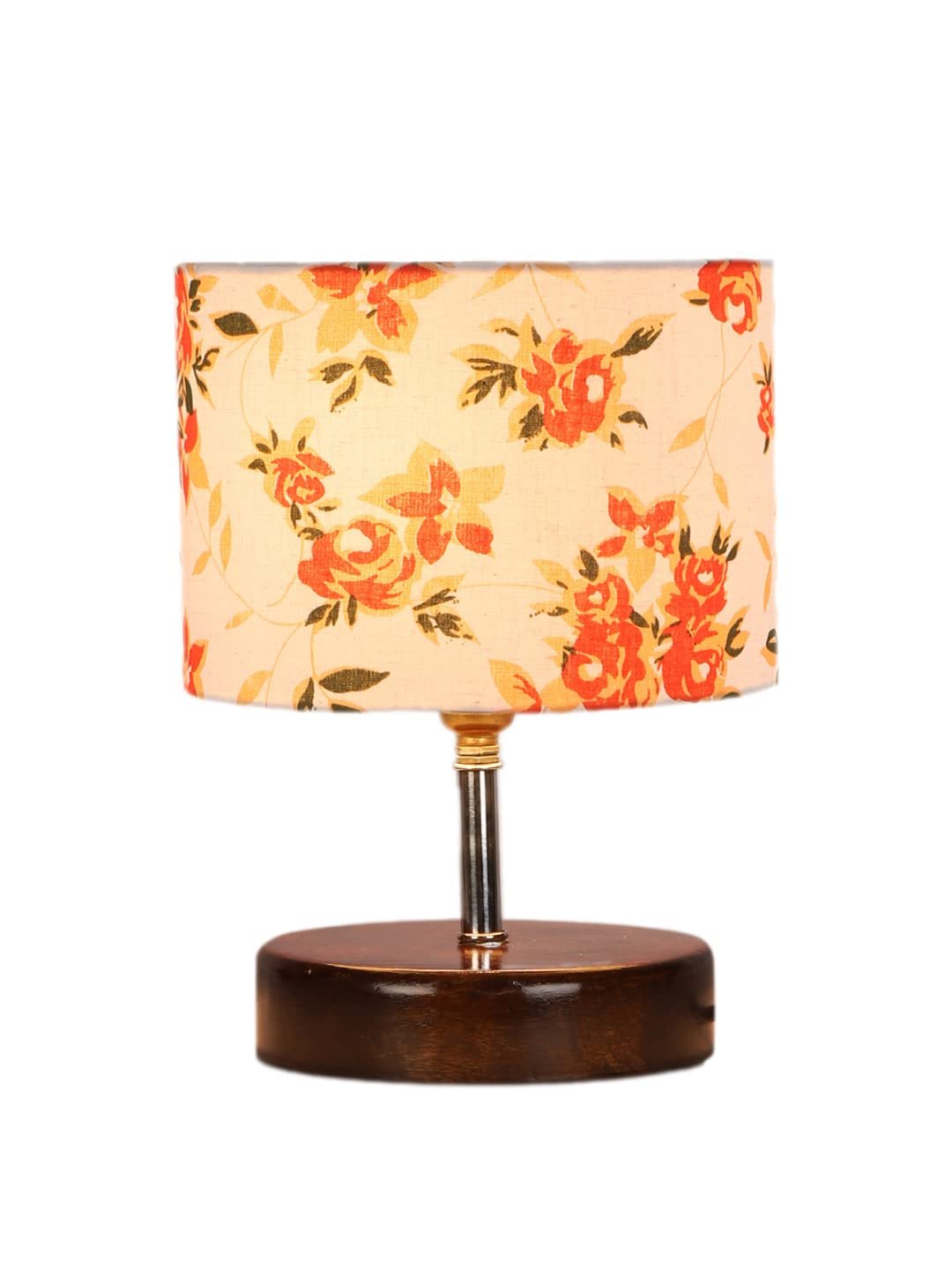 Multicolor Cotton Table lamp with Brown Wood Base (YK95)