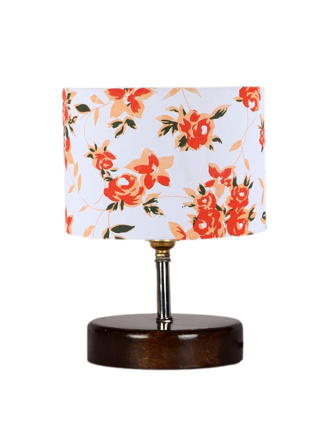 Multicolor Cotton Table lamp with Brown Wood Base (YK95)