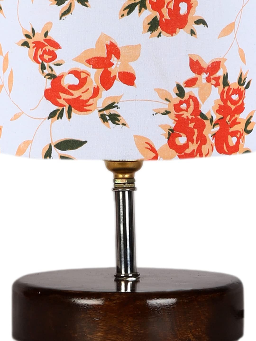 Multicolor Cotton Table lamp with Brown Wood Base (YK95)