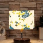 Multicolor Cotton Table lamp with Brown Wood Base (YK96)