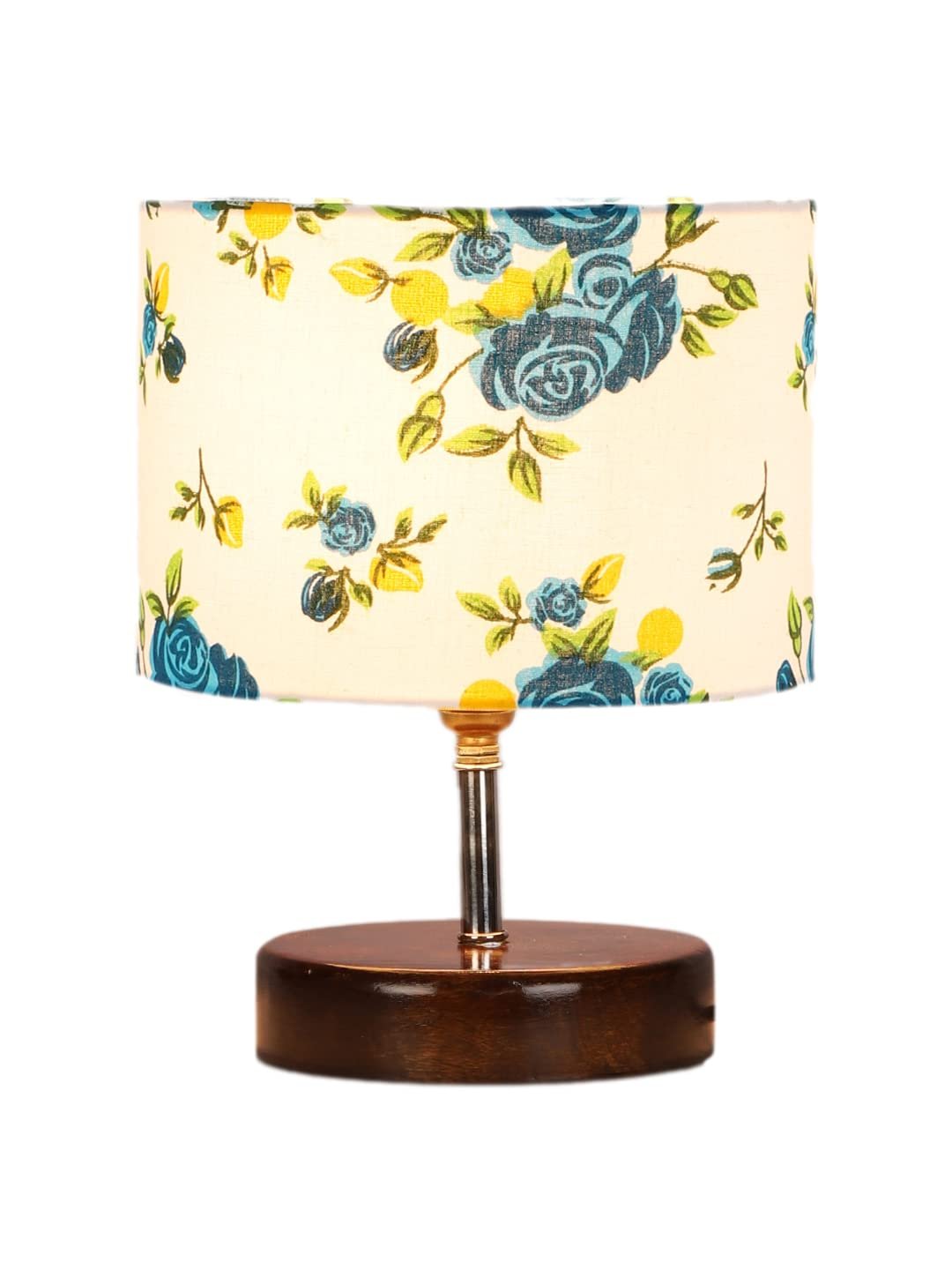 Multicolor Cotton Table lamp with Brown Wood Base (YK96)