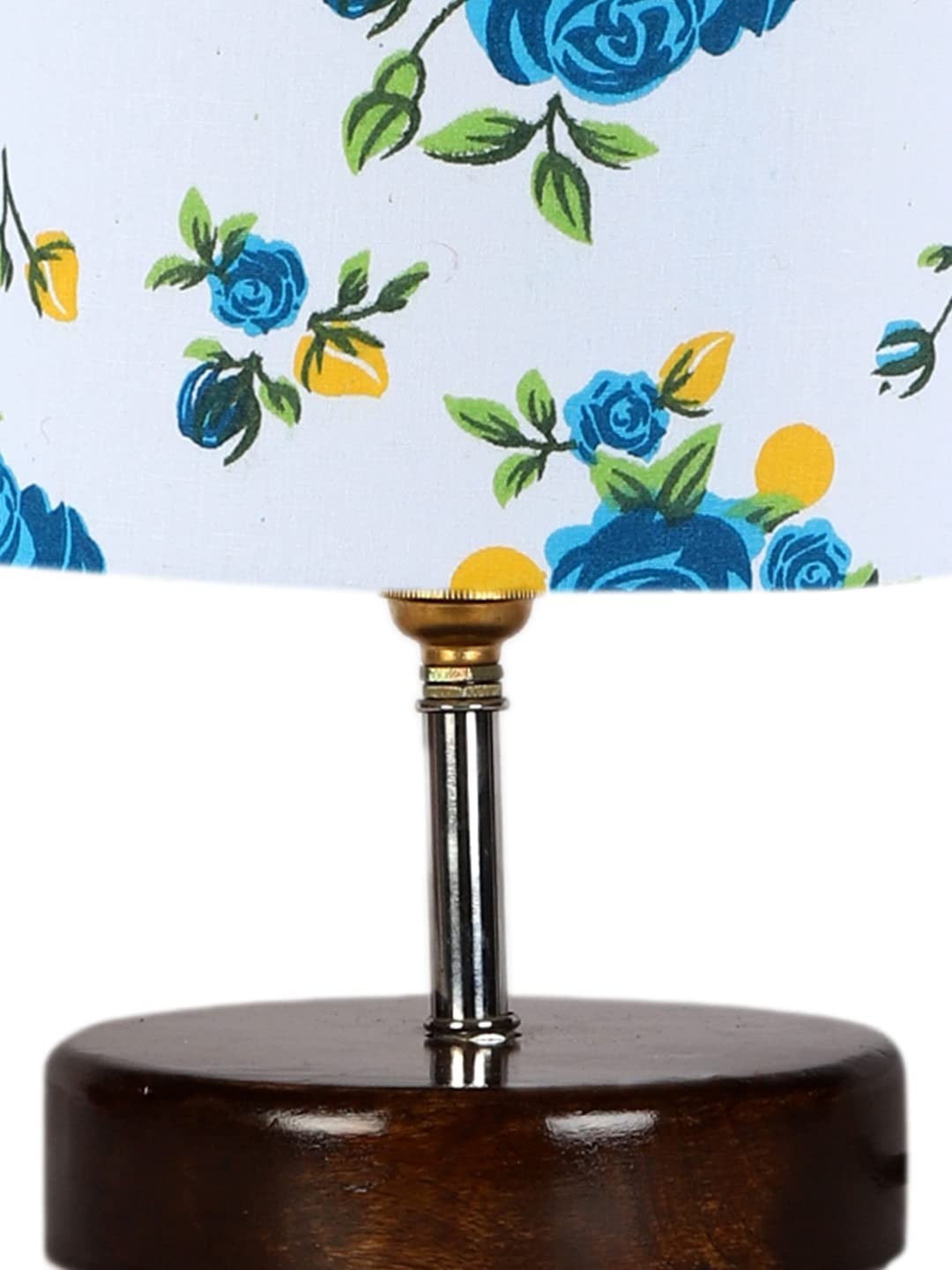 Multicolor Cotton Table lamp with Brown Wood Base (YK96)