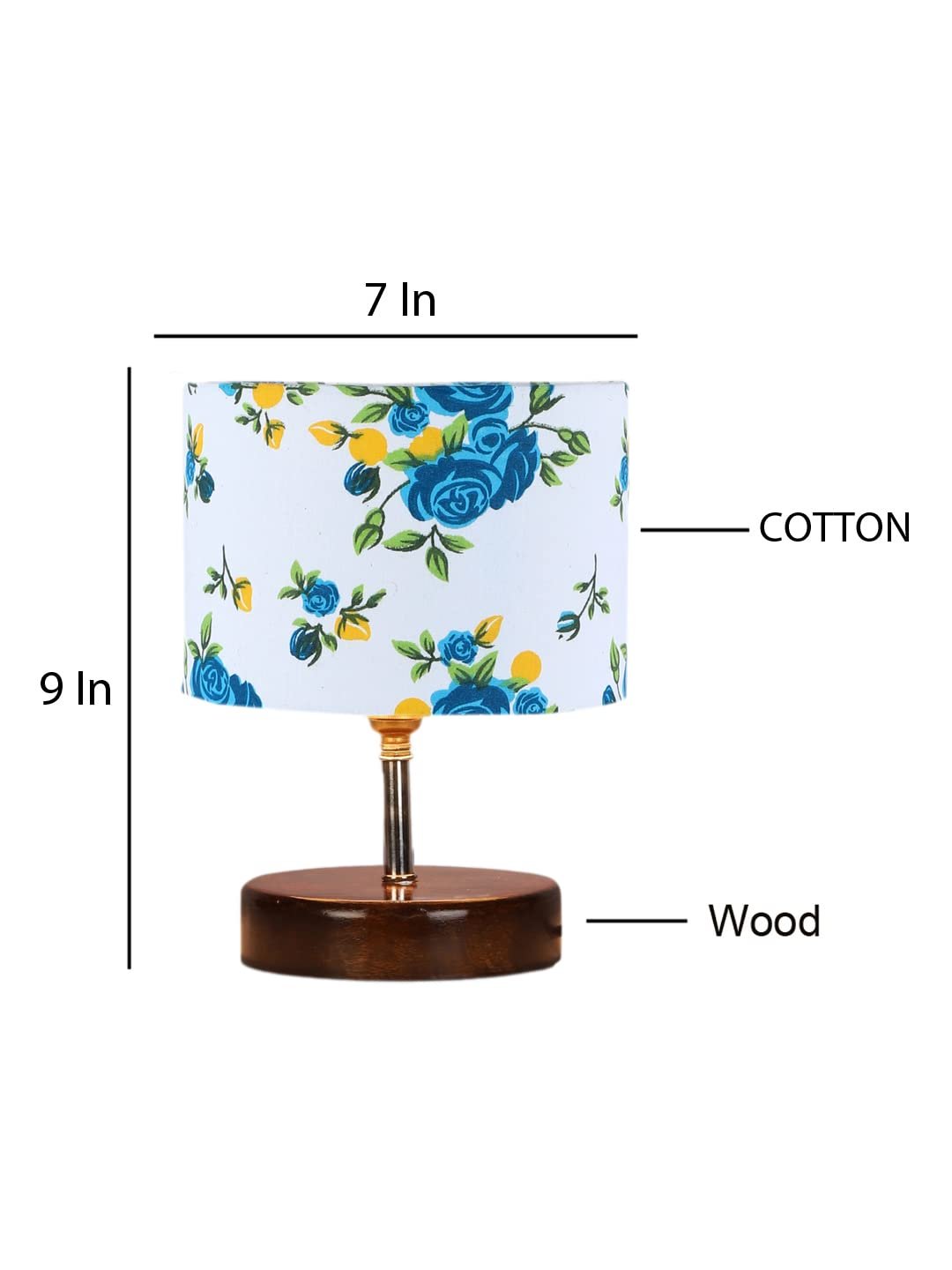 Multicolor Cotton Table lamp with Brown Wood Base (YK96)