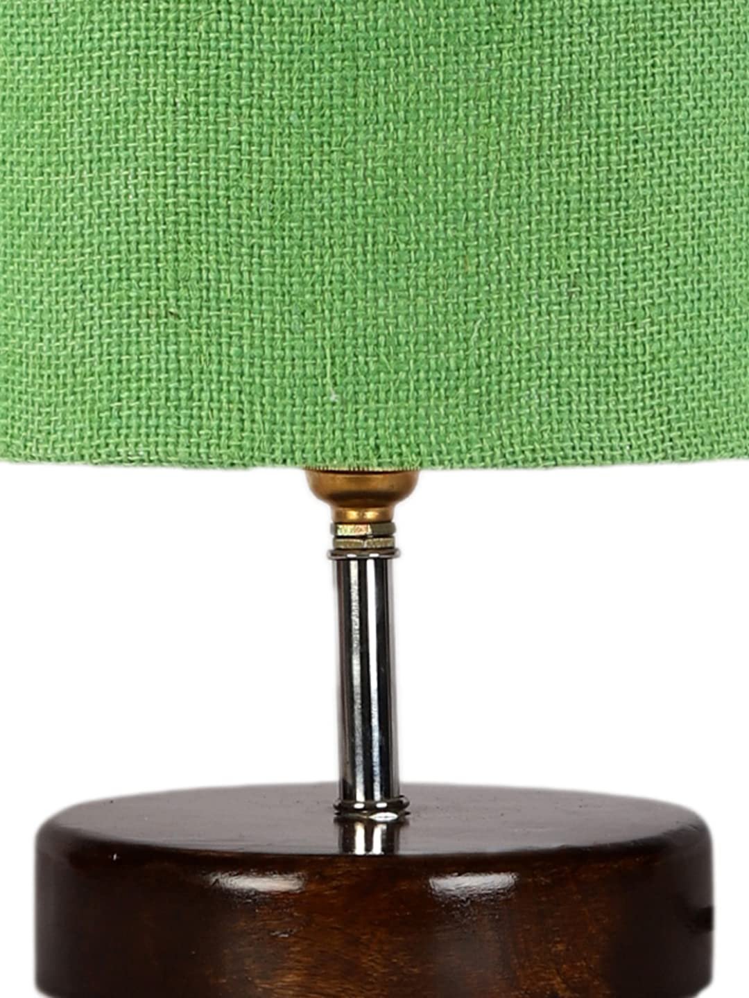 Green Jute Table Lamp with Brown Wood Base (YK98)