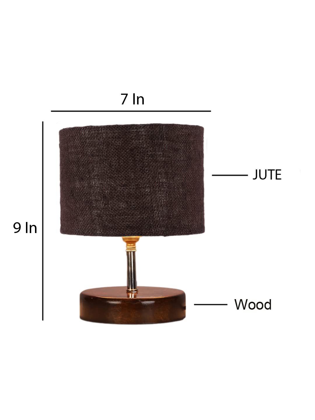 Brown Jute Table Lamp with Brown Wood Base (YK99)