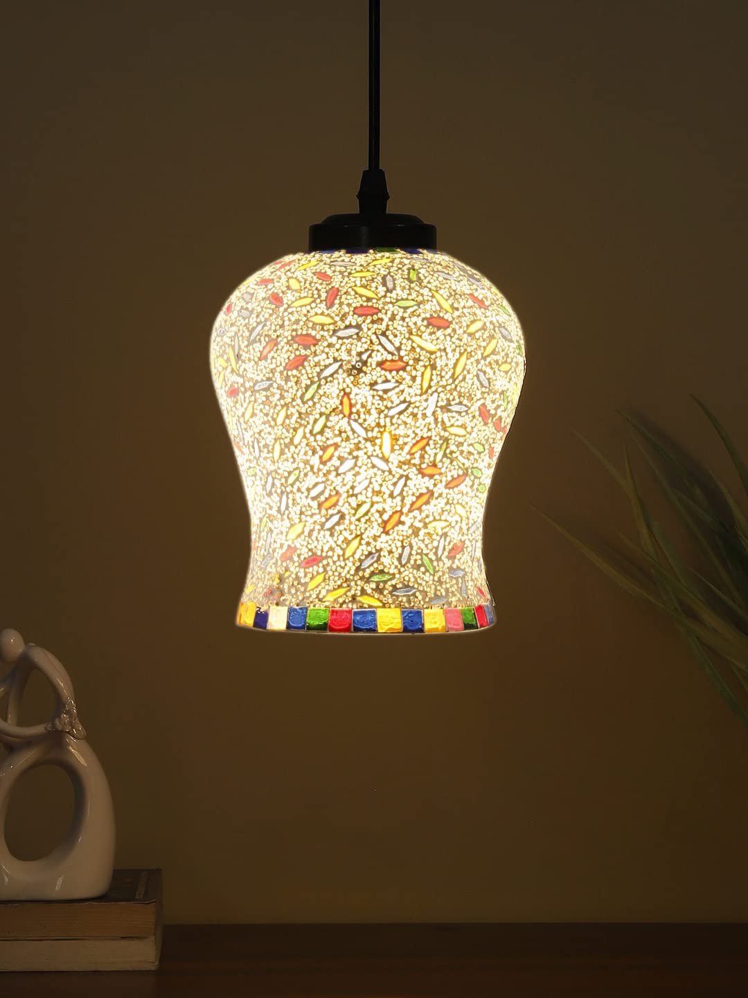 Multicolor Mosaic Glass Hanging Lamp
