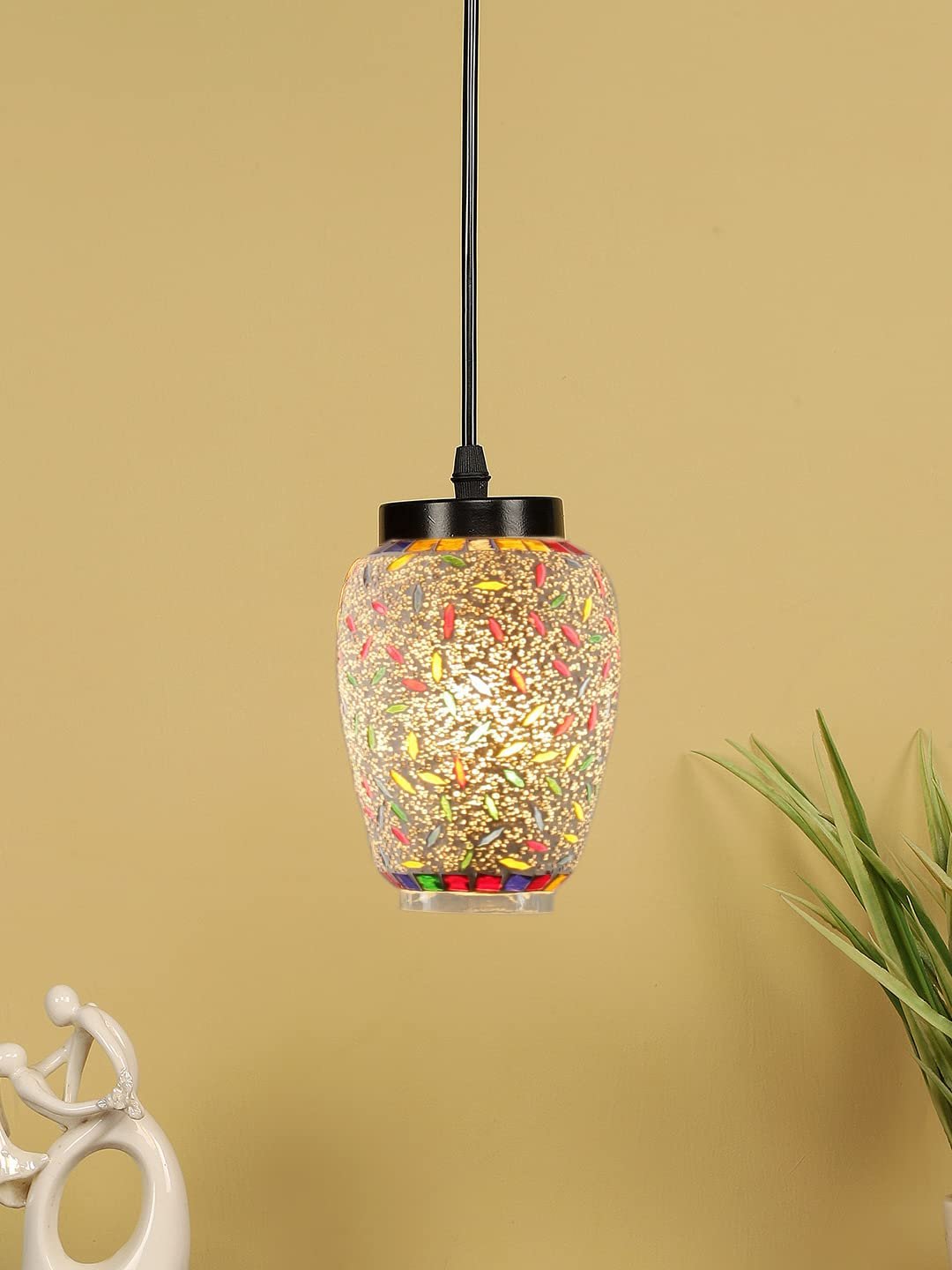 Multicolor Mosaic Glass Hanging Lamp