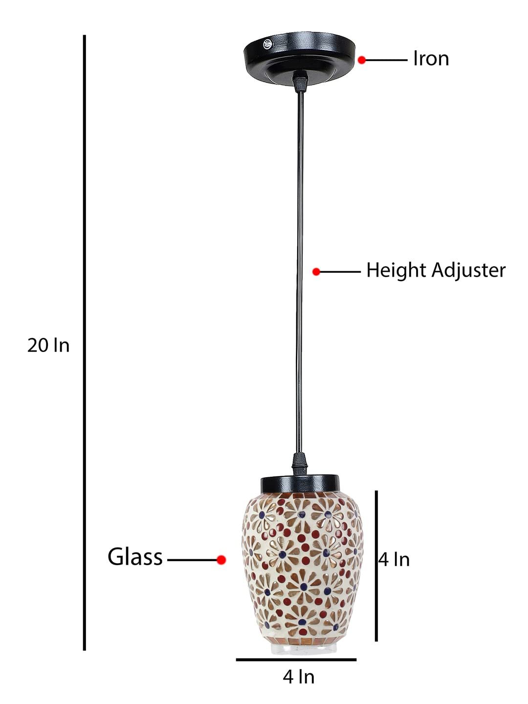 Multicolor Mosaic Glass Hanging Lamp
