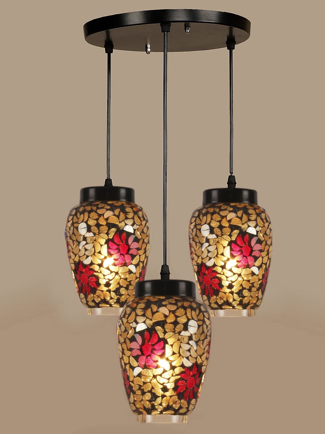Cluster Multicolor Mosaic Glass Hanging Lamp
