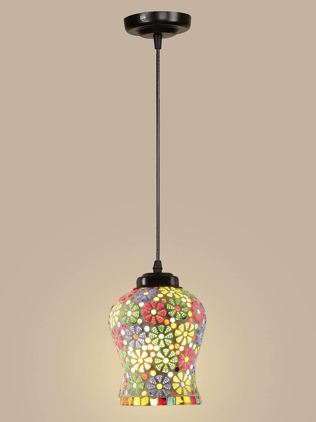 Multicolor Mosaic Glass Hanging Lamp