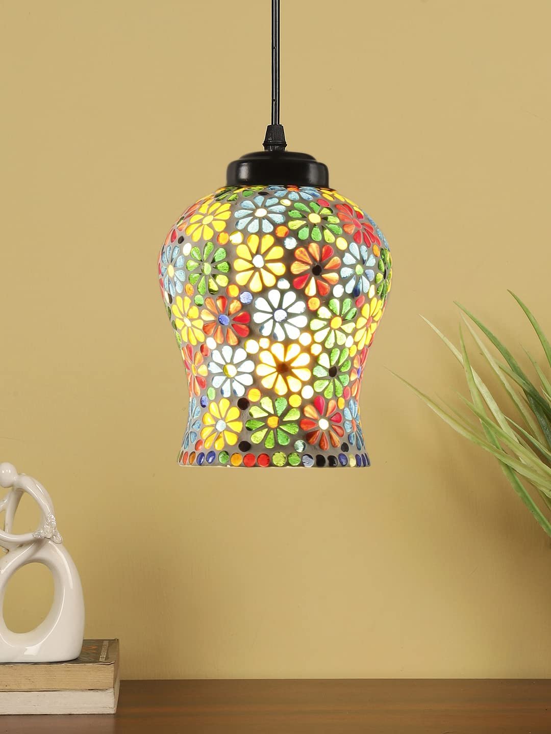 Multicolor Mosaic Glass Hanging Lamp