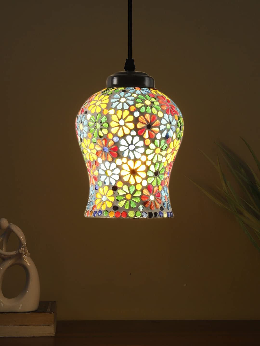 Multicolor Mosaic Glass Hanging Lamp