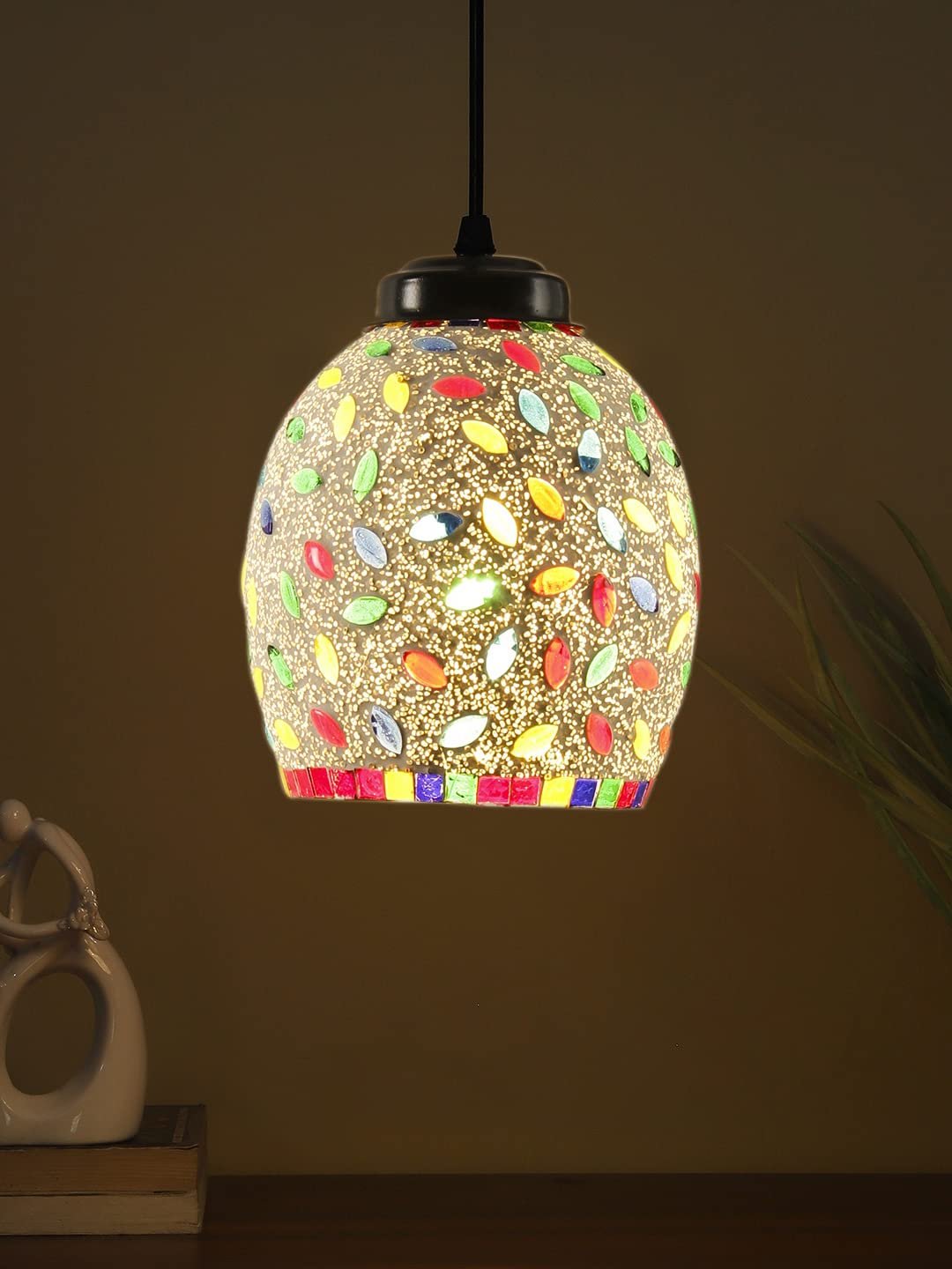 Multicolor Mosaic Glass Hanging Lamp