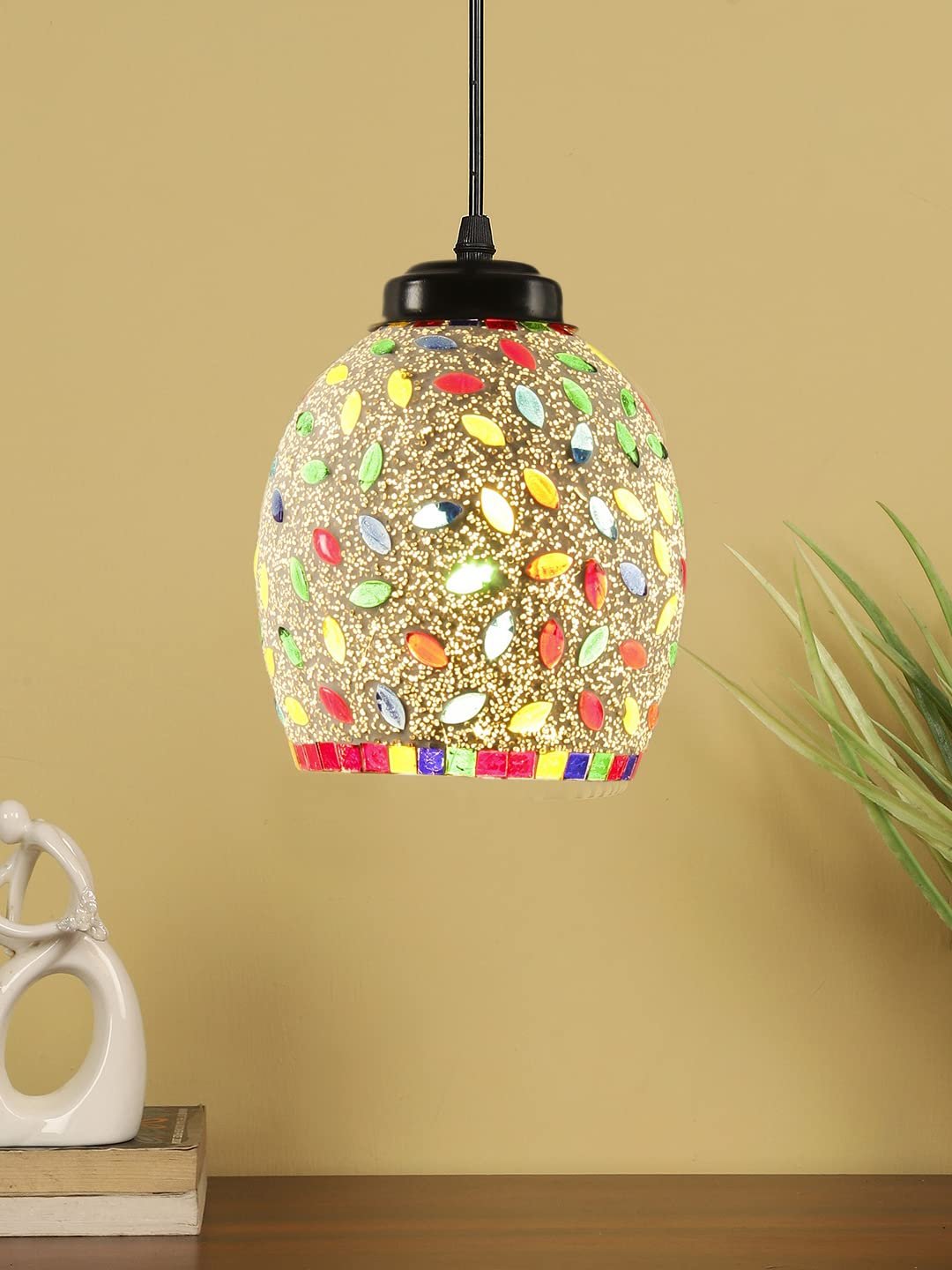 Multicolor Mosaic Glass Hanging Lamp