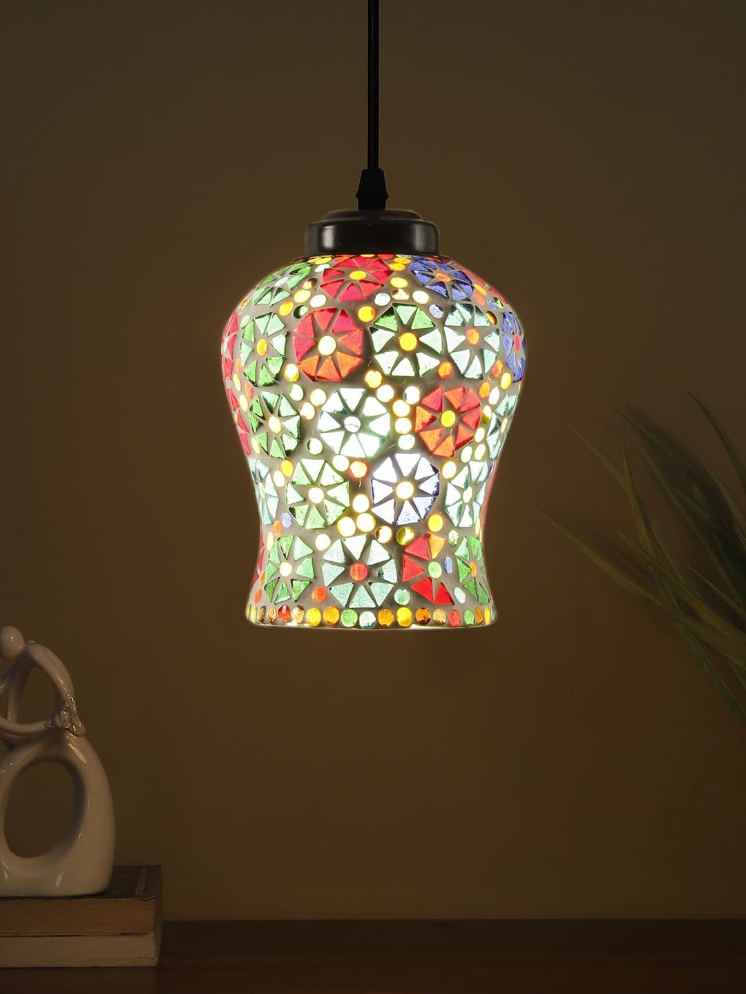 Multicolor Mosaic Glass Hanging Lamp