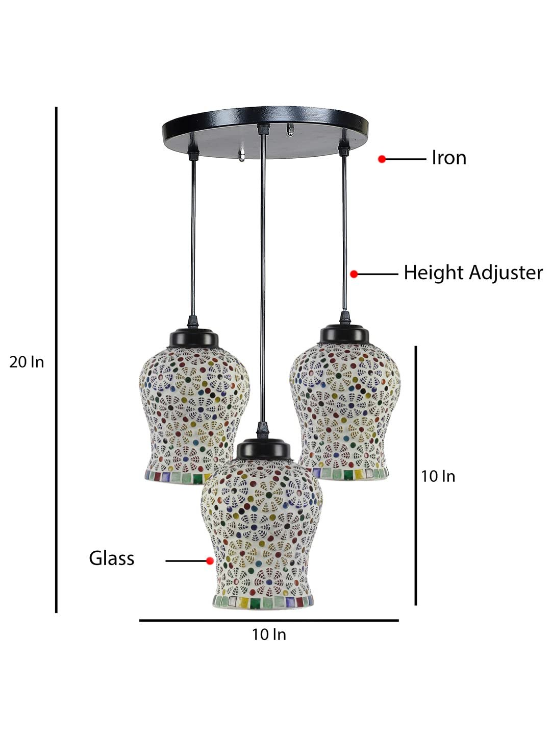 Multicolor Mosaic Cluster Hanging lamp
