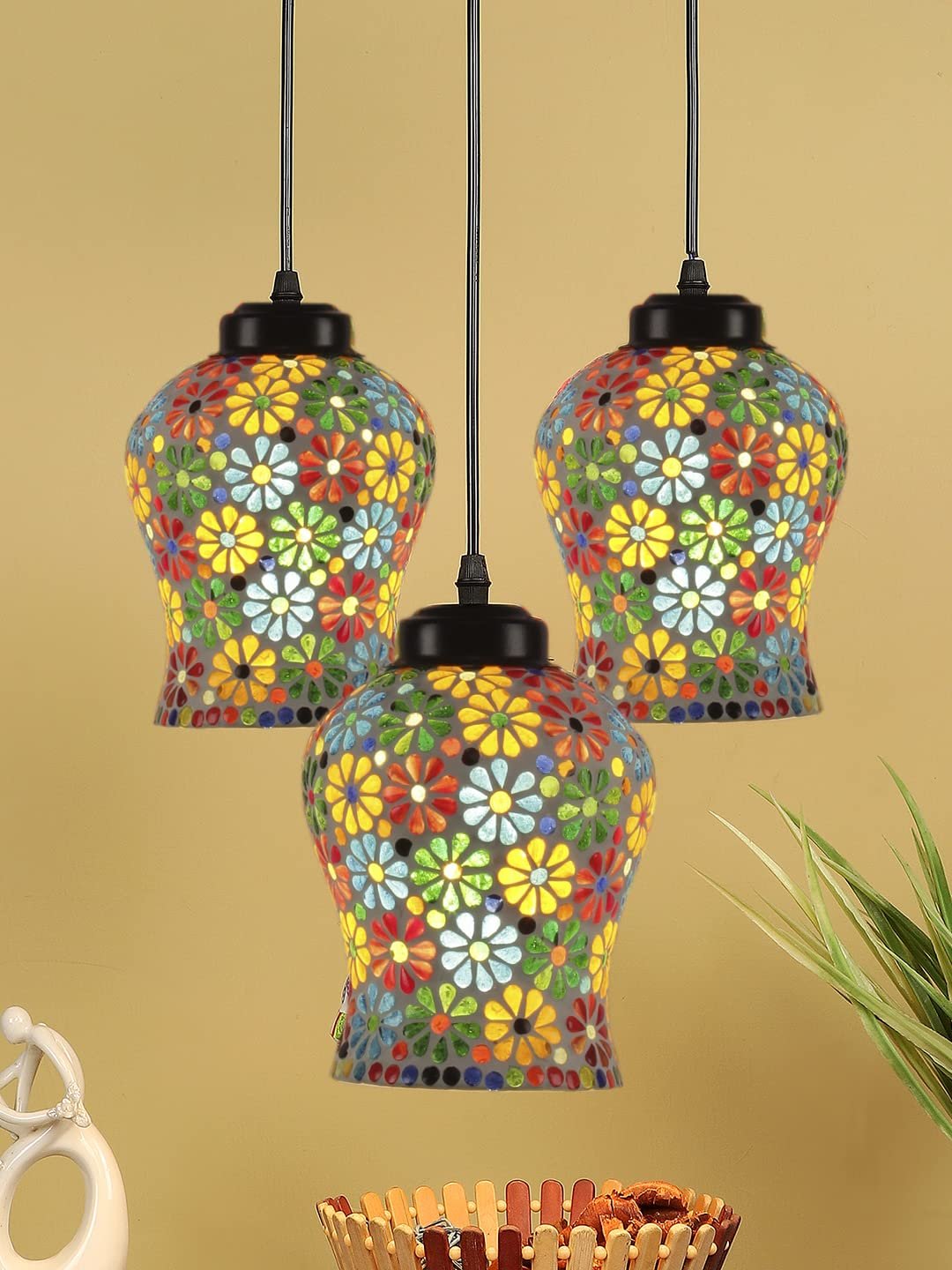 Multicolor Mosaic Cluster Hanging lamp