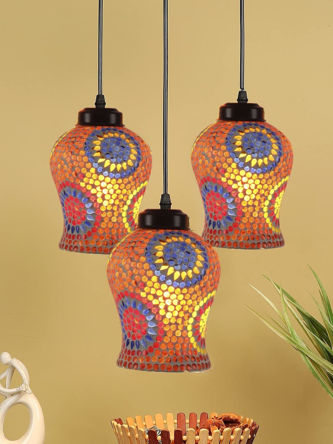 Multicolor Mosaic Cluster Hanging lamp