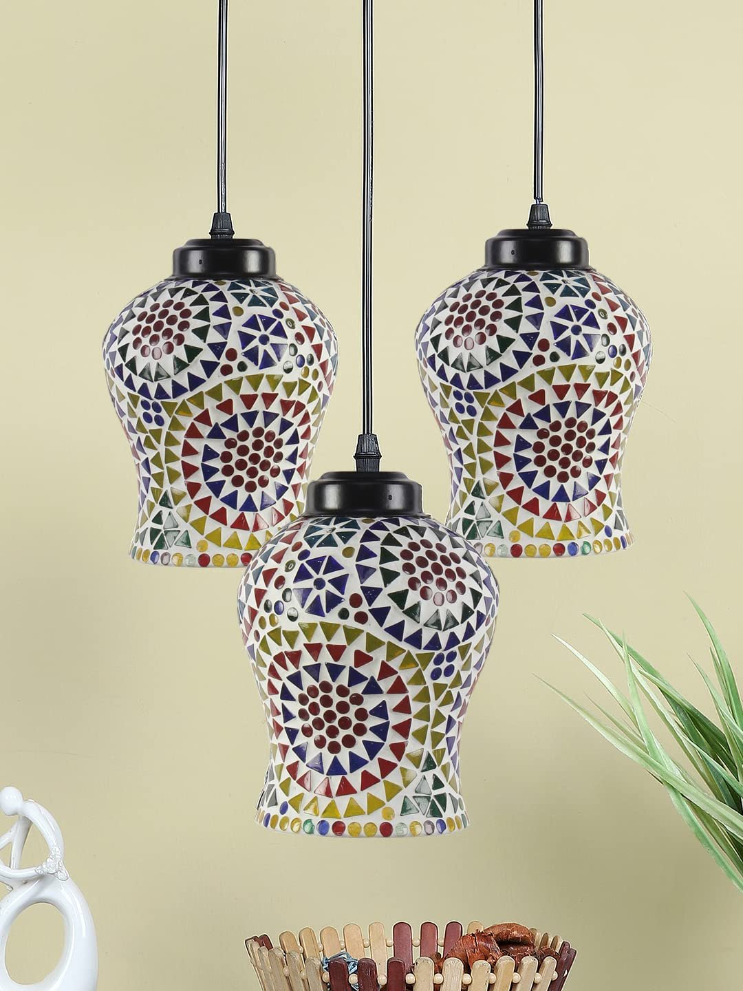 Multicolor Mosaic Cluster Hanging lamp