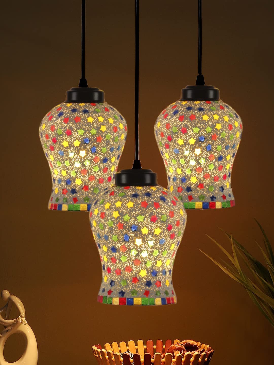 Multicolor Mosaic Cluster Hanging lamp