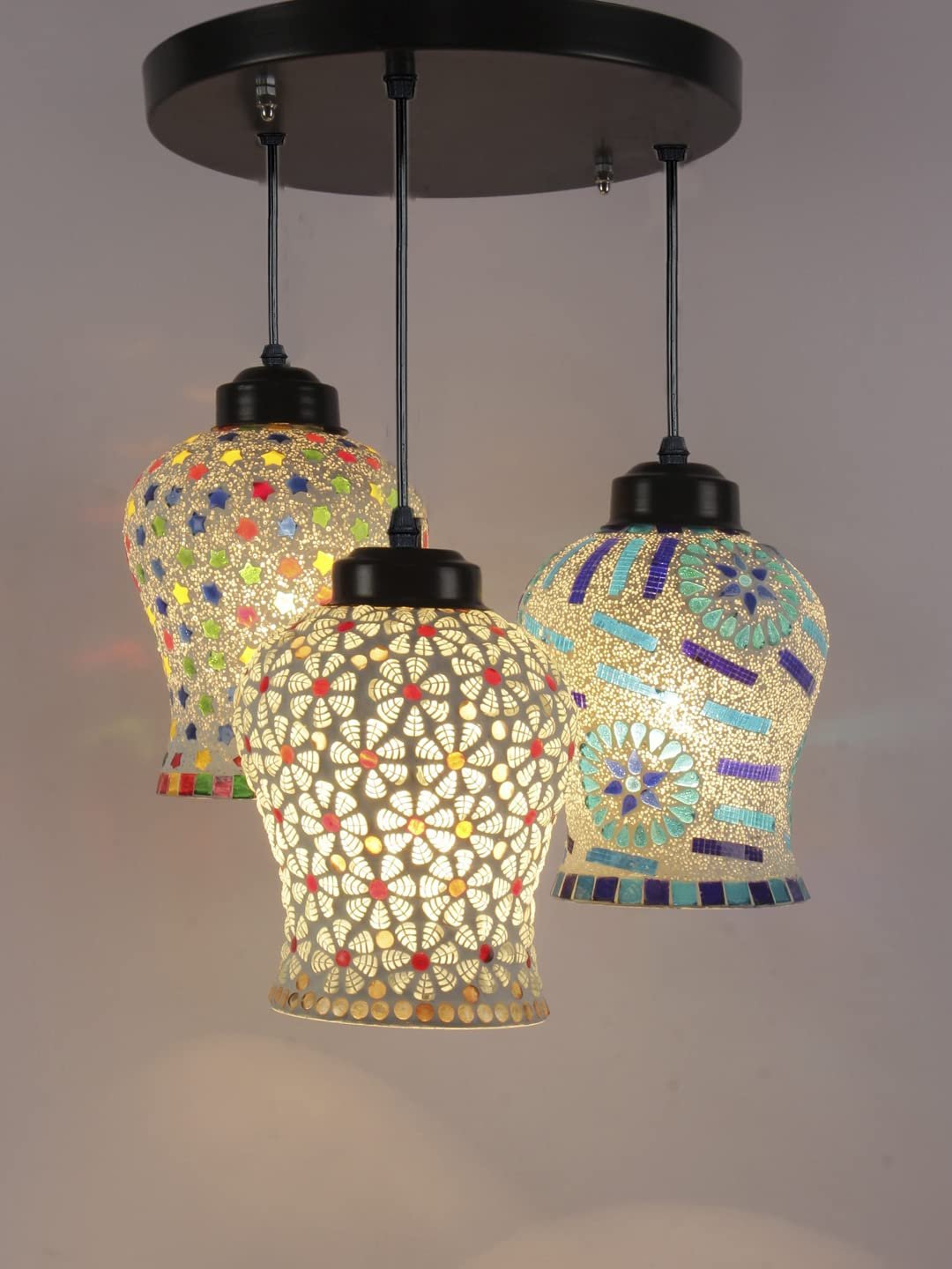 Multicolor Mosaic Cluster Hanging lamp