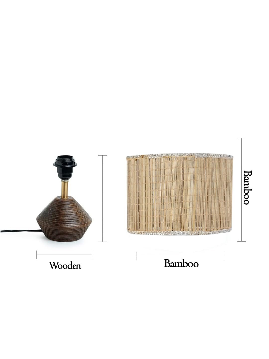 Bamboo Table lamp with Wood Base -(7x12 inches)