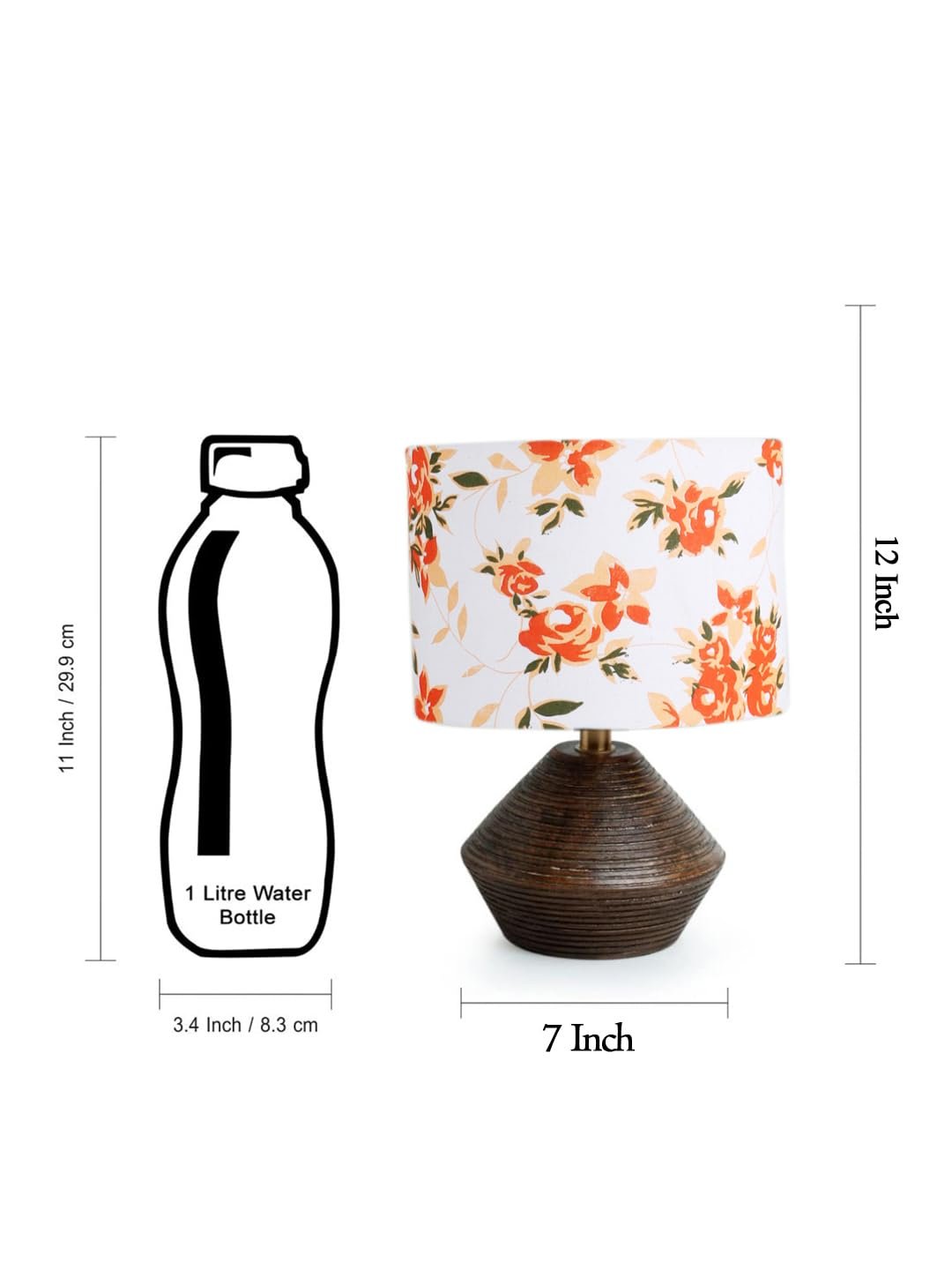 Multicolor Cotton Table lamp with Wood Natural Base (7x12 inches)-14