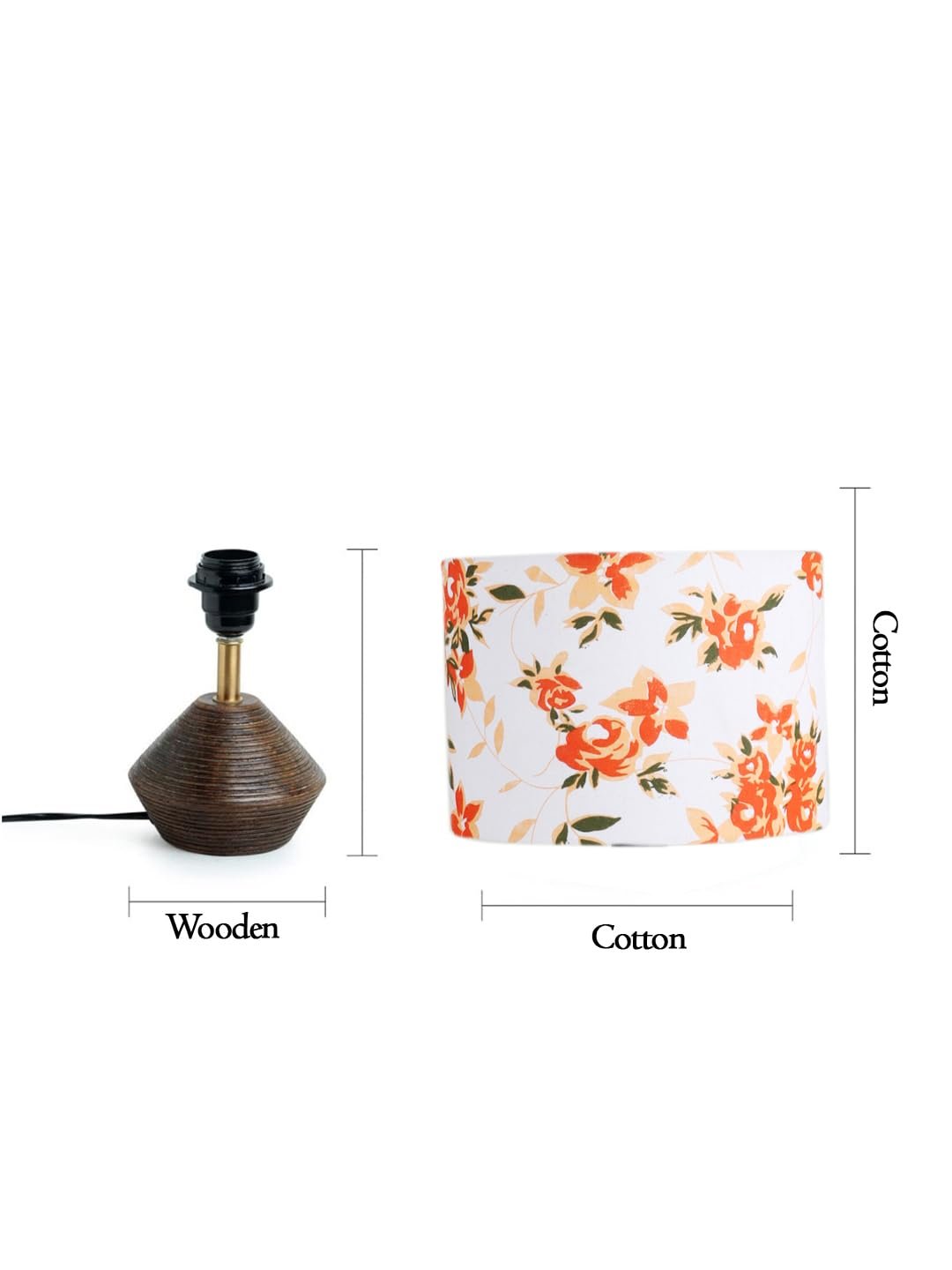 Multicolor Cotton Table lamp with Wood Natural Base (7x12 inches)-14