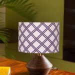 Multicolor Cotton Table lamp with Wood Natural Base (7×12 inches)-16