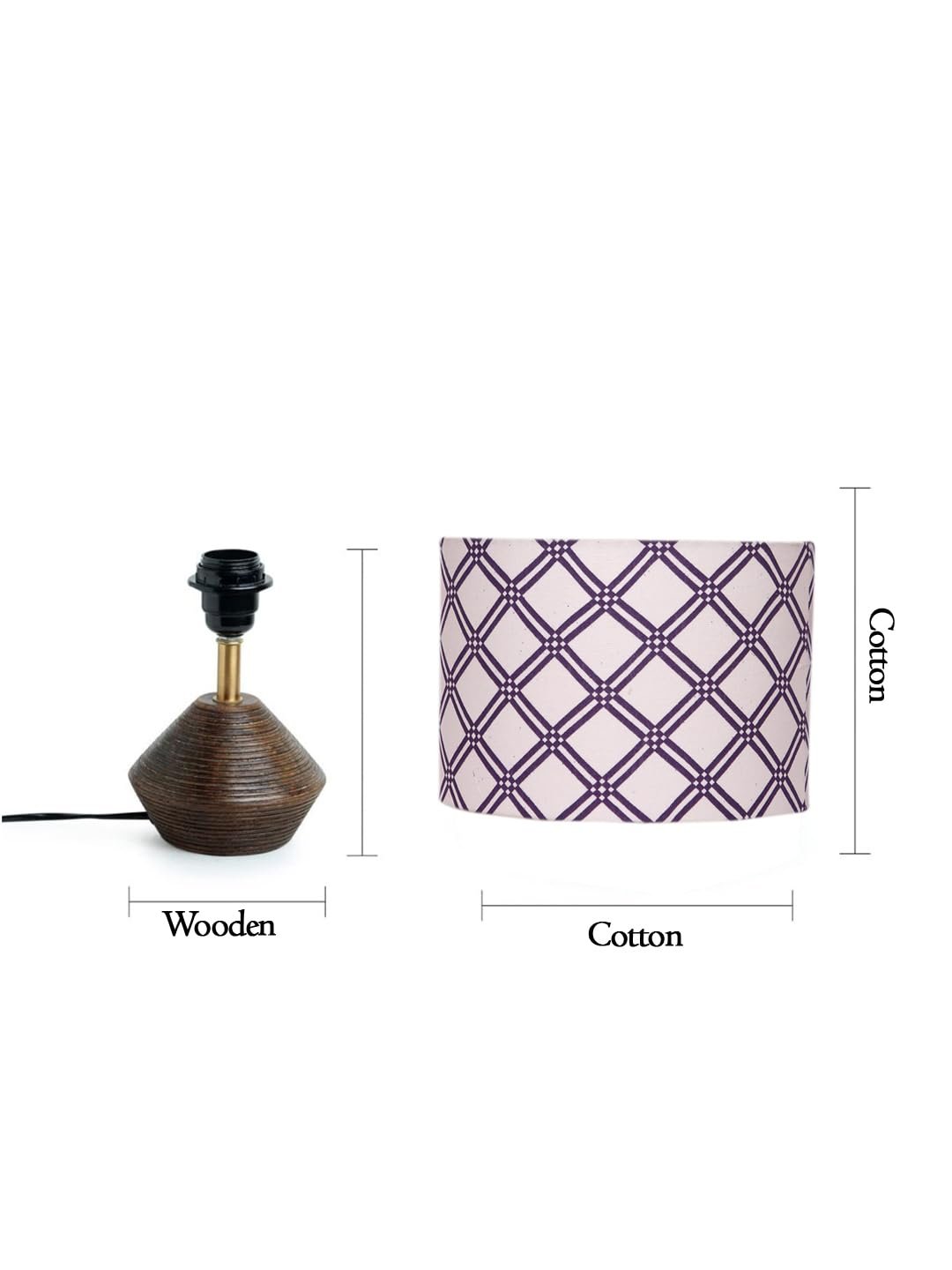 Multicolor Cotton Table lamp with Wood Natural Base (7x12 inches)-16